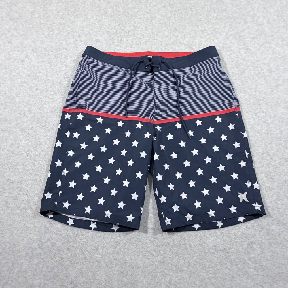 Hurley Board Shorts‎ Mens 32 Navy Blue Stars Stripes Americana